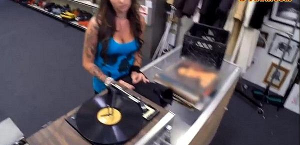  Busty babe sells vinyl tiles and rammed